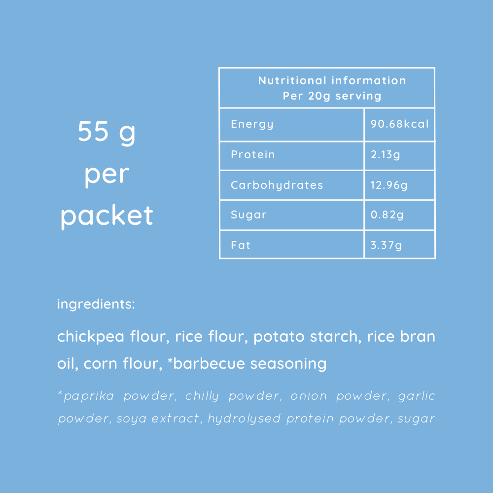 chickpea popped chips barbecue (55g pack) natch