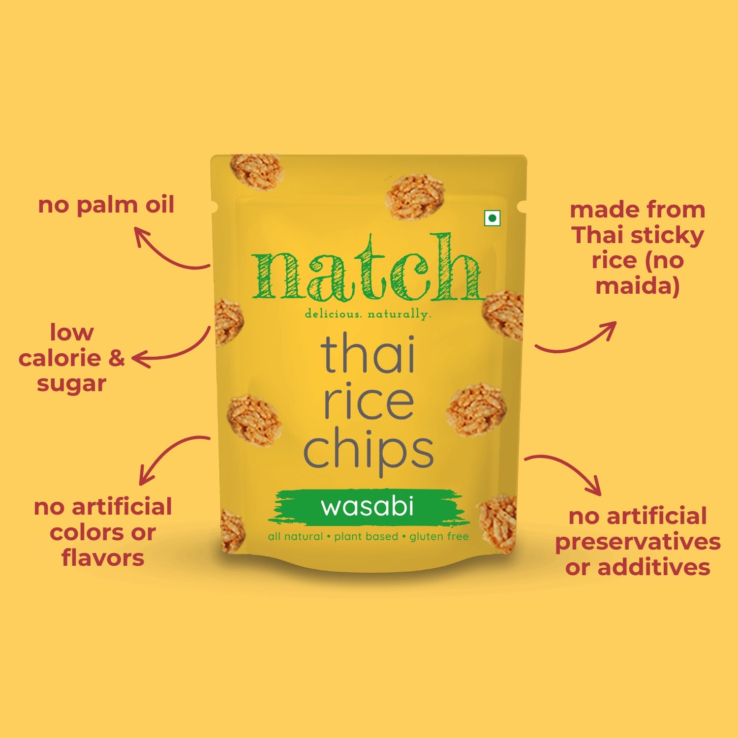 thai rice chips - wasabi (small pack - 25g)