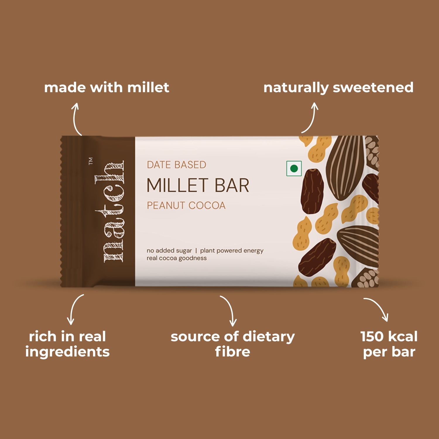 millet bar - peanut cocoa (pack of 6 - 40g)