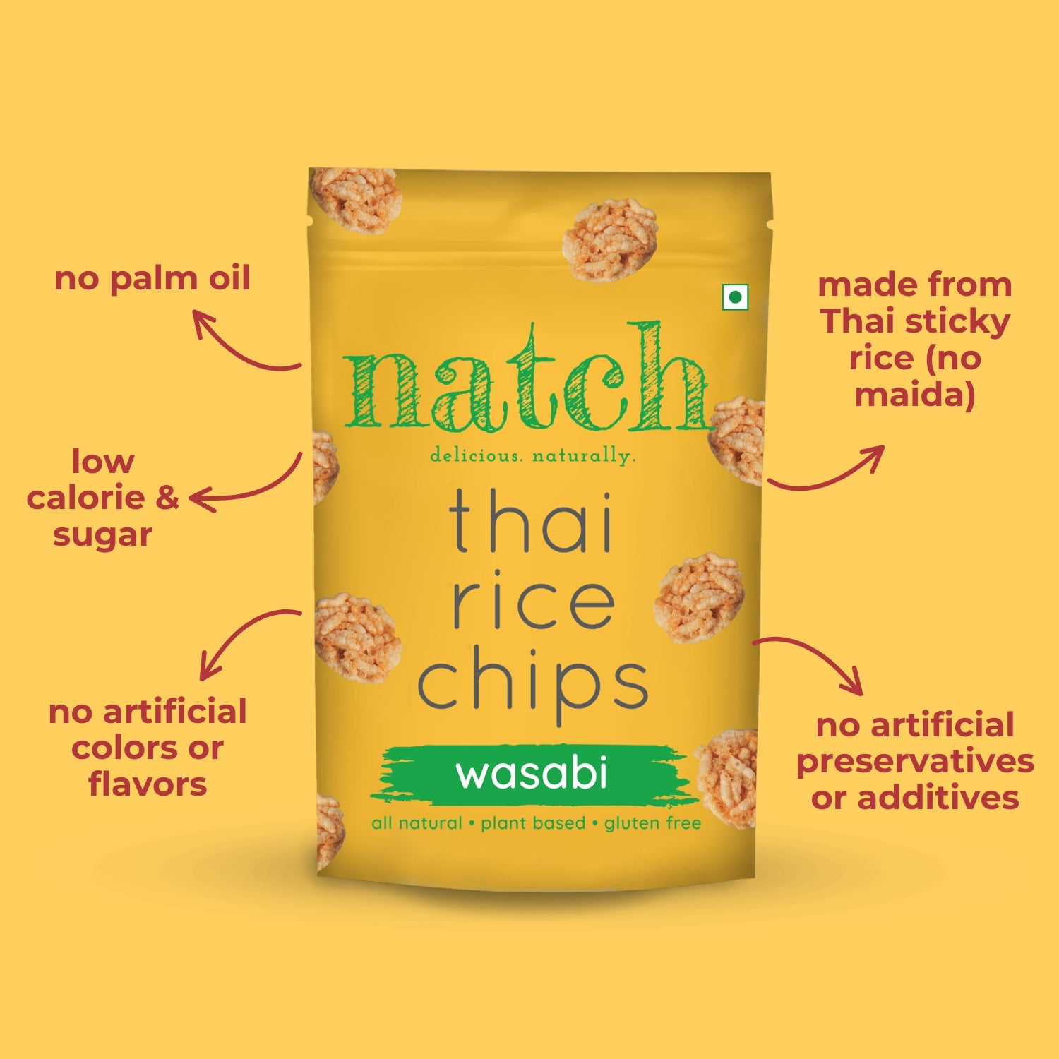 thai rice chips - wasabi (large pack 100g)