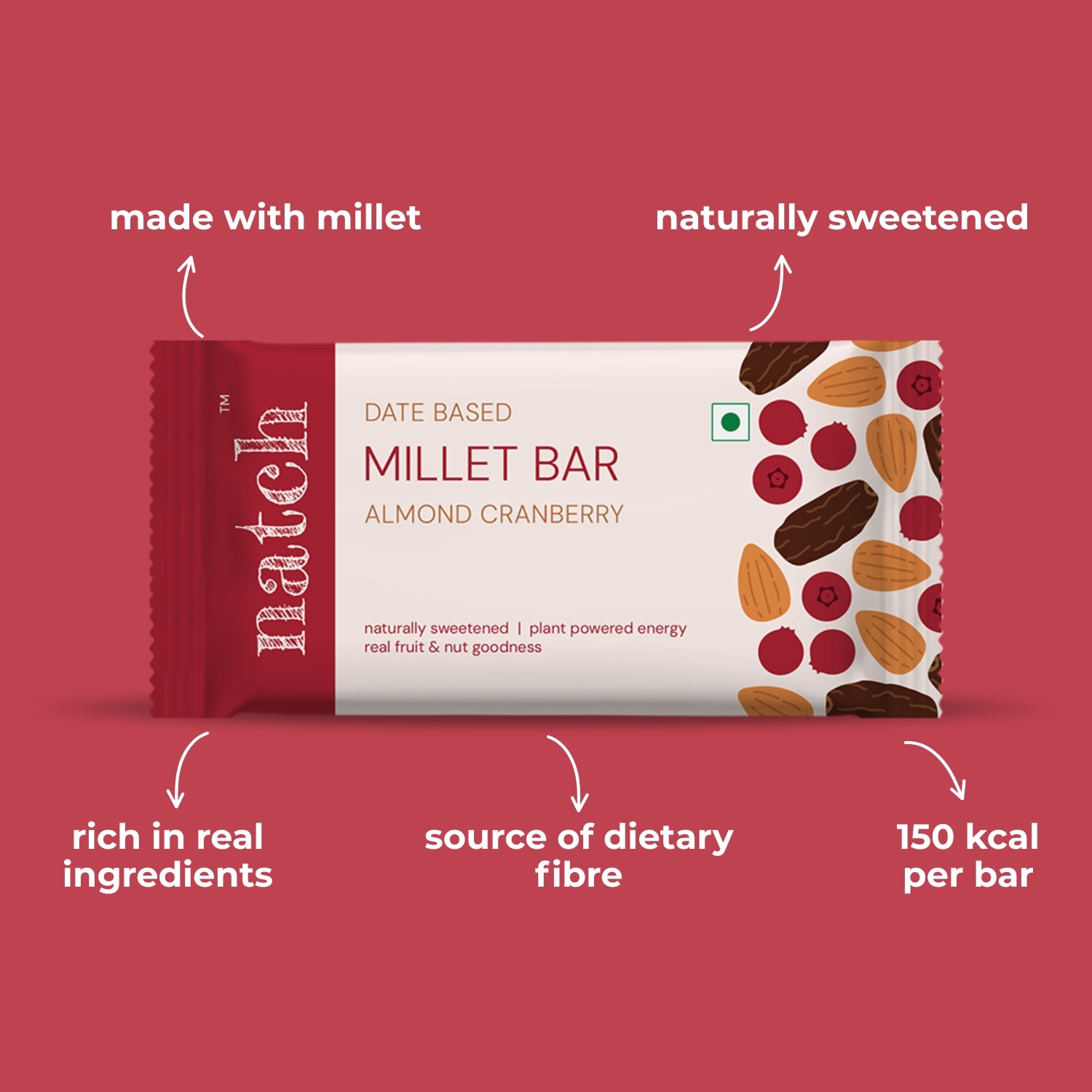 millet bar – almond cranberry (pack of 6 – 40g)