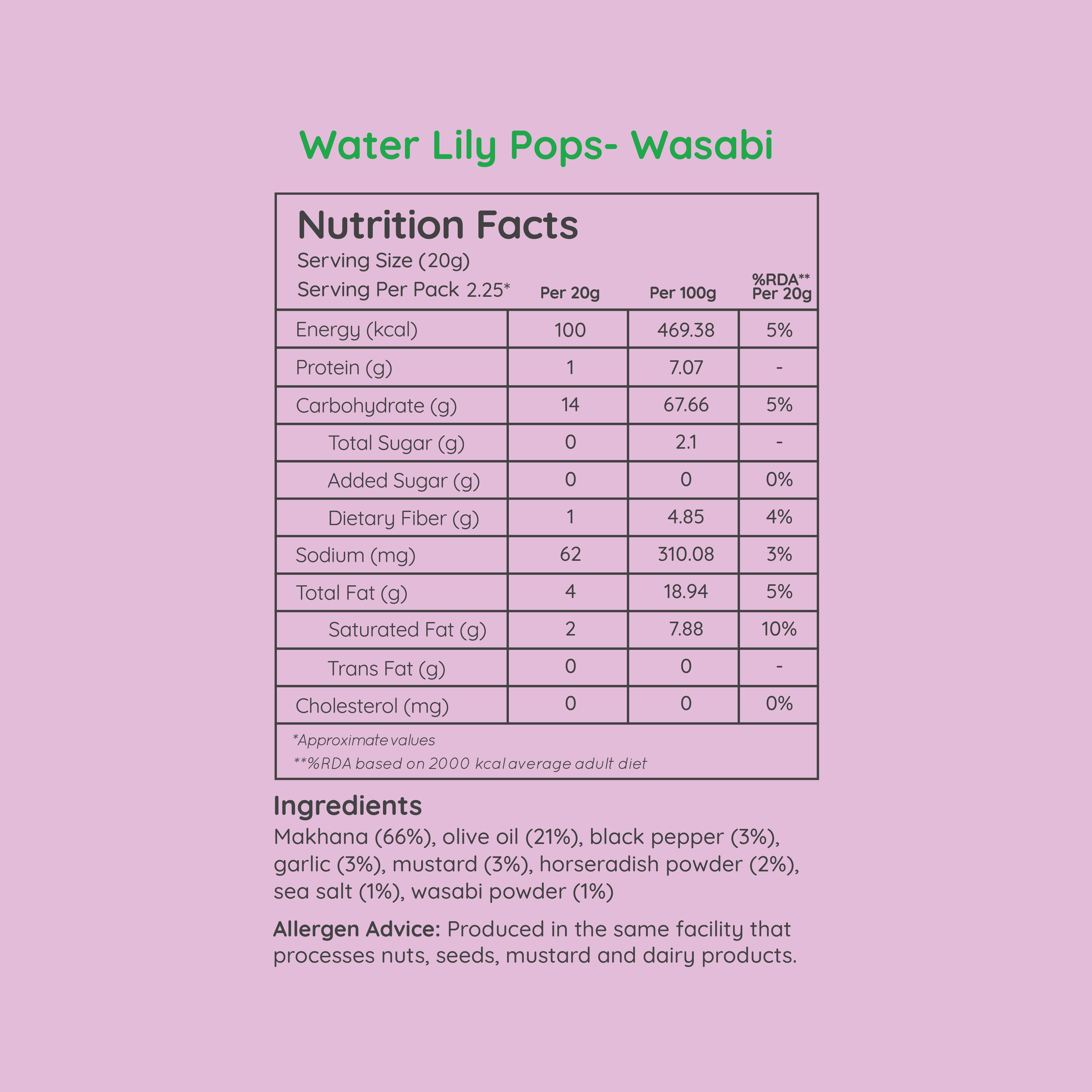 popped water lily - wasabi (45g pack)