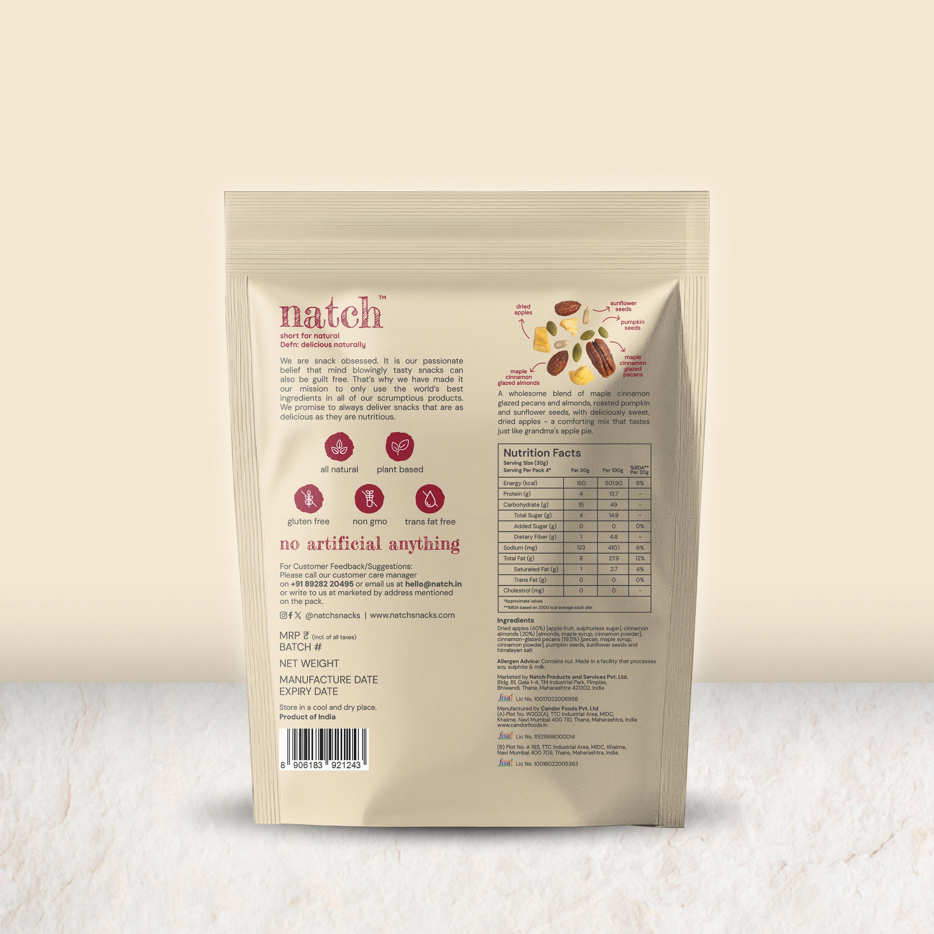 maple cinnamon glazed nut mix (120g pack)