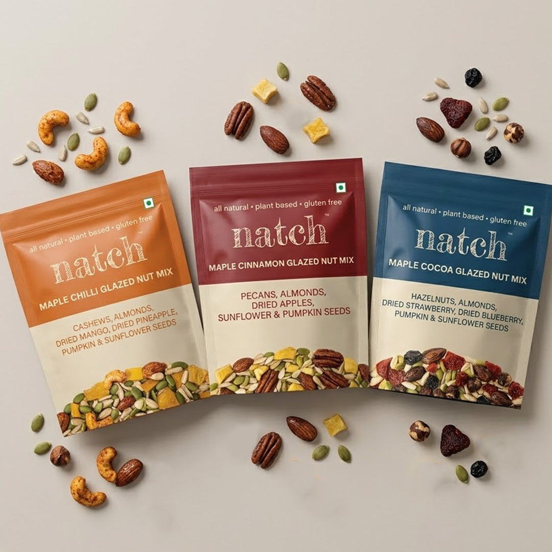 maple glazed nut mix - variety pack (pack of 3 - 120g)