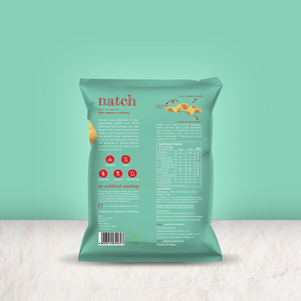 chickpea puffs - hot chilli (pack of 6 - 20g)