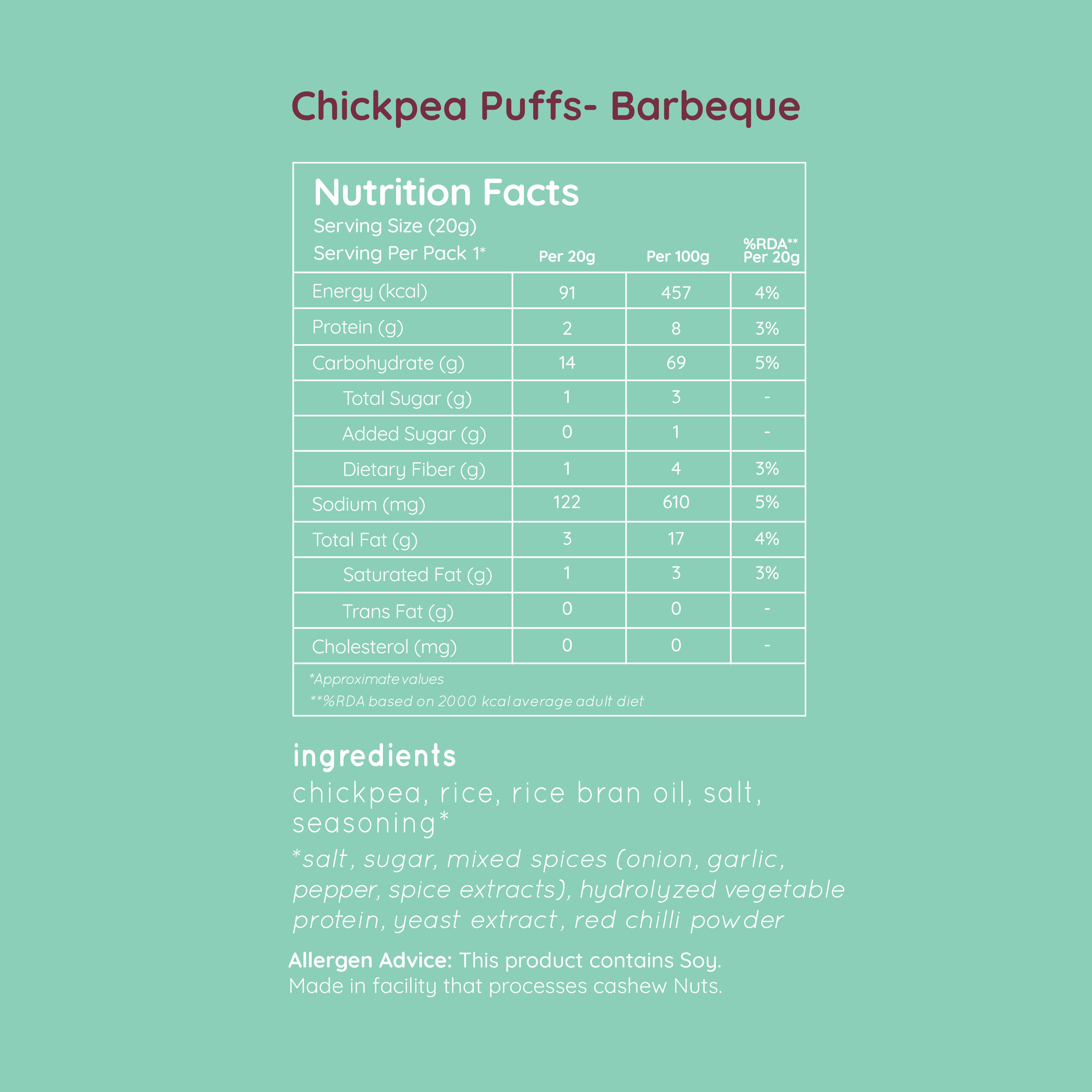 chickpea puffs - barbecue (small pack - 20g)