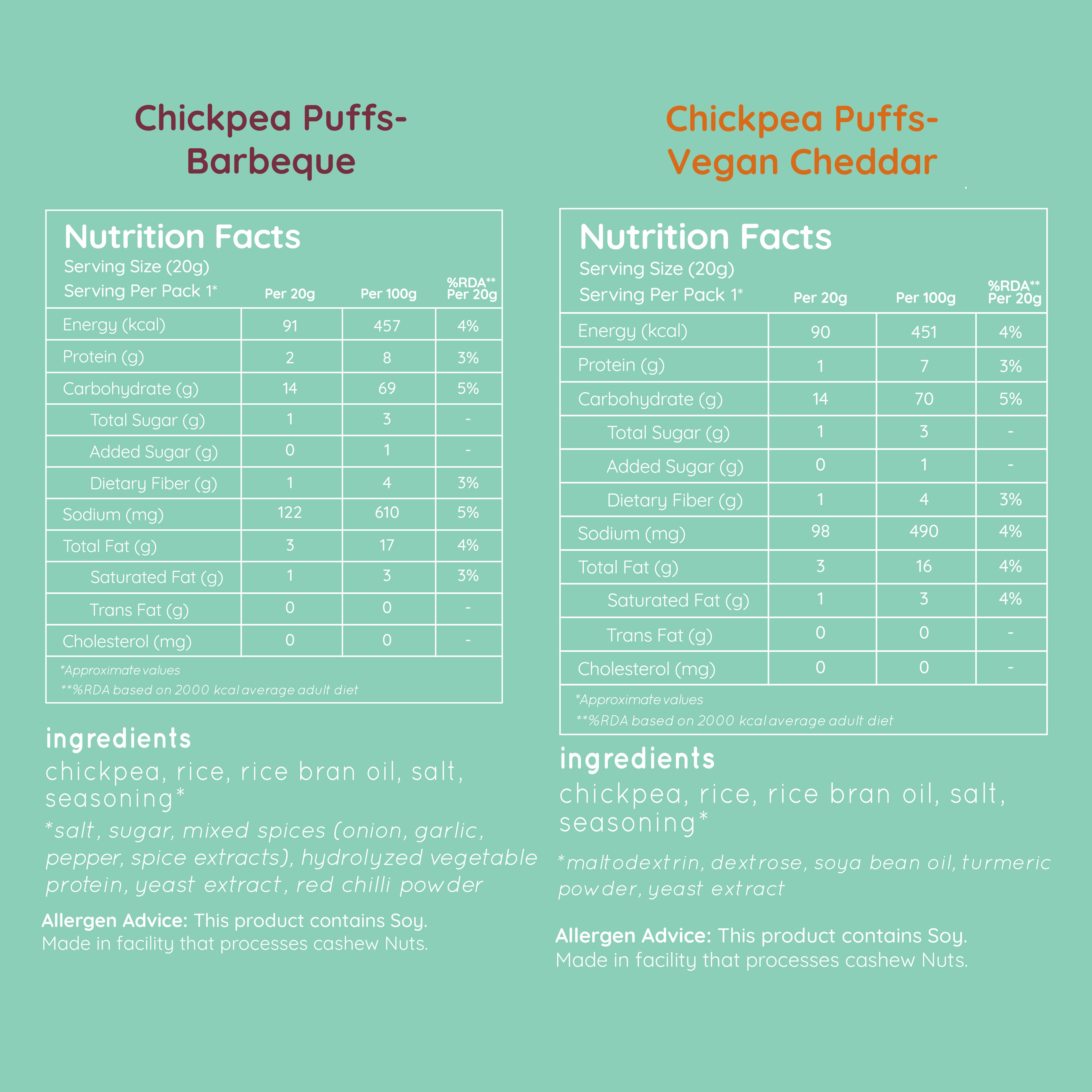 chickpea puffs - variety pack (large pack 65g)