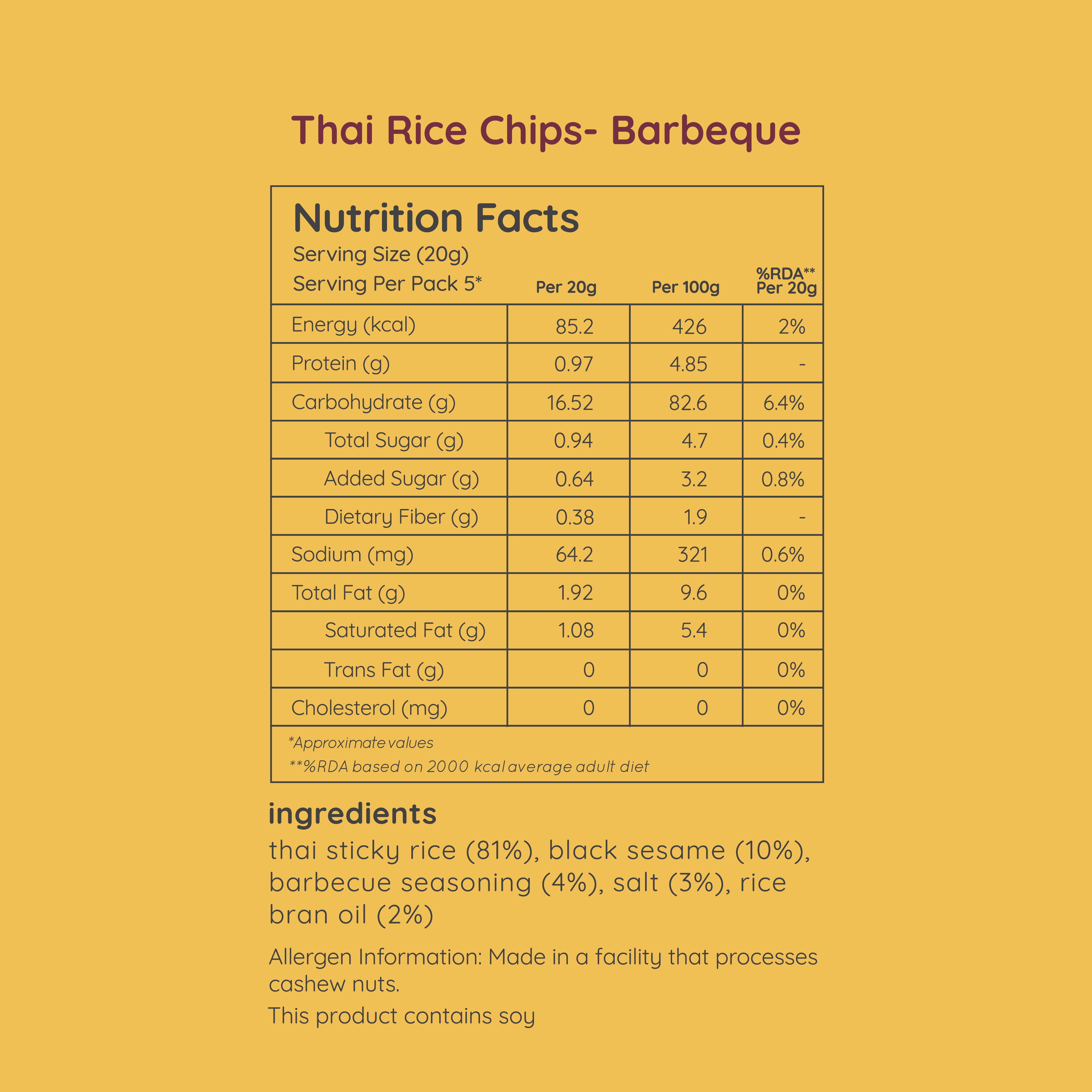thai rice chips - barbecue (small pack - 25g)