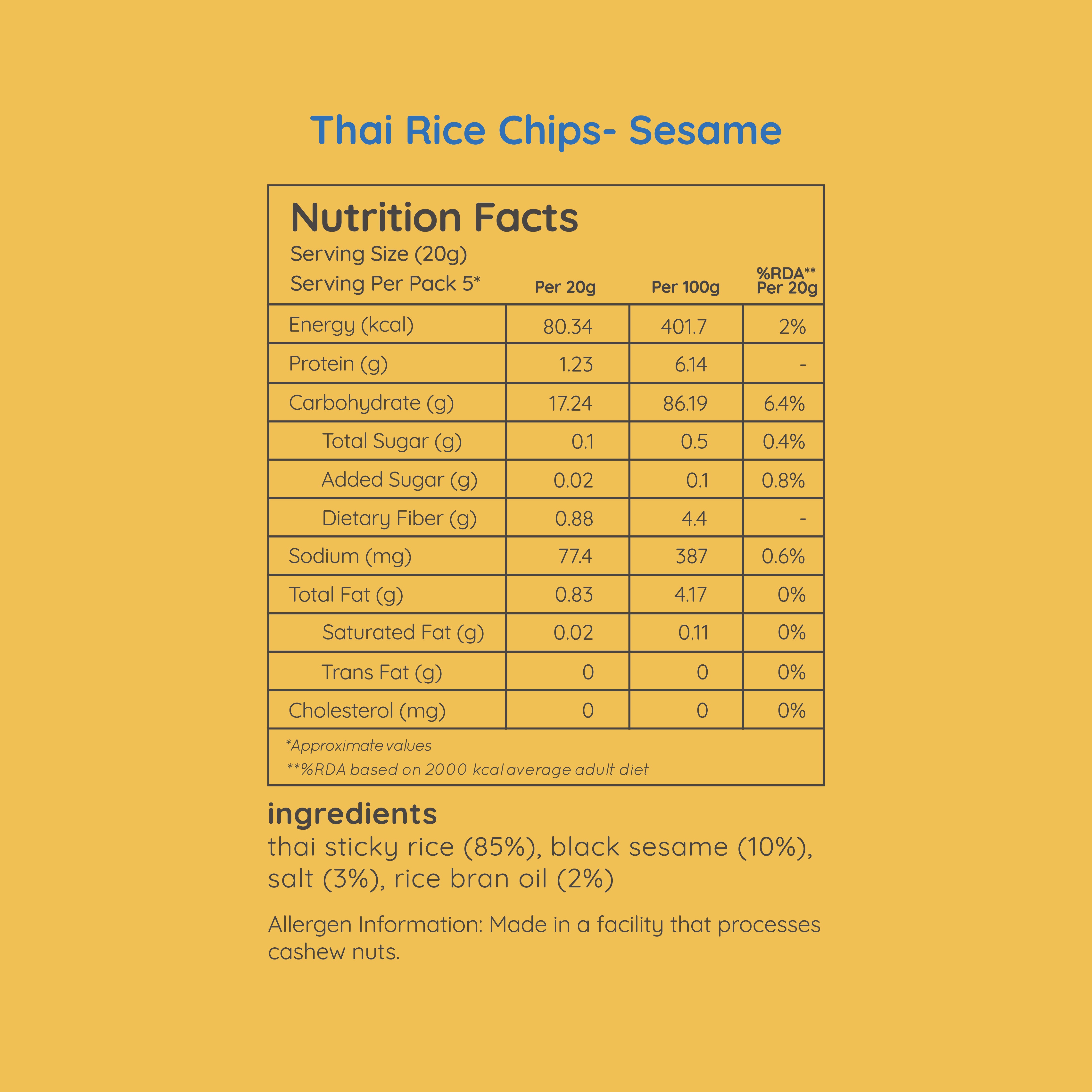 thai rice chips - sesame (small pack -25g)