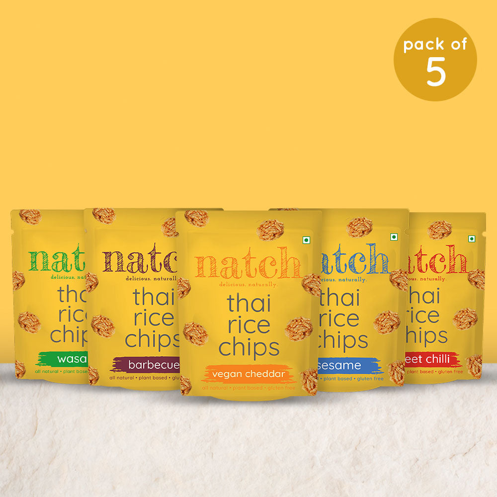 thai rice chips - variety pack (small pack of 5 - 25g)