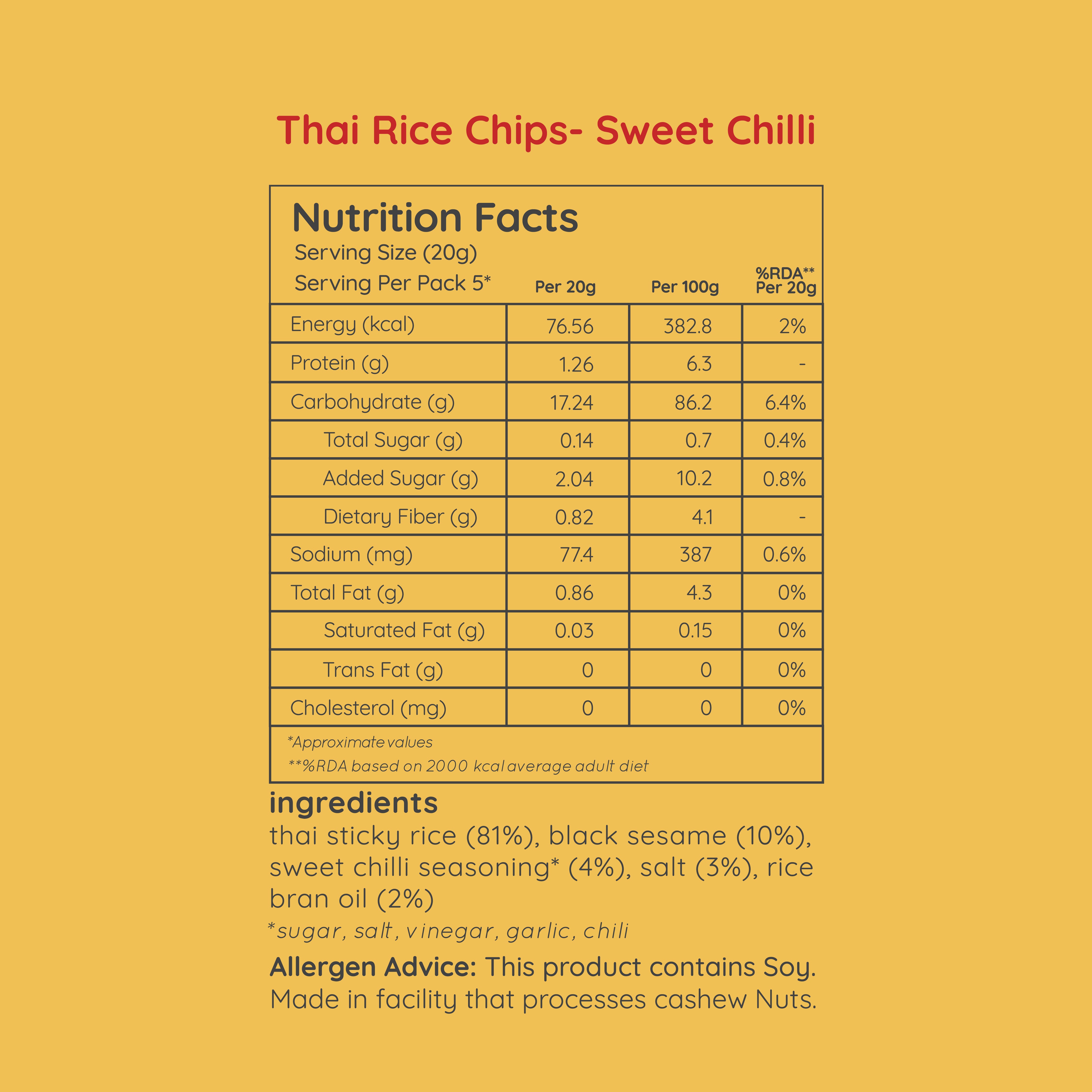 thai rice chips - sweet chilli (large pack 100g)