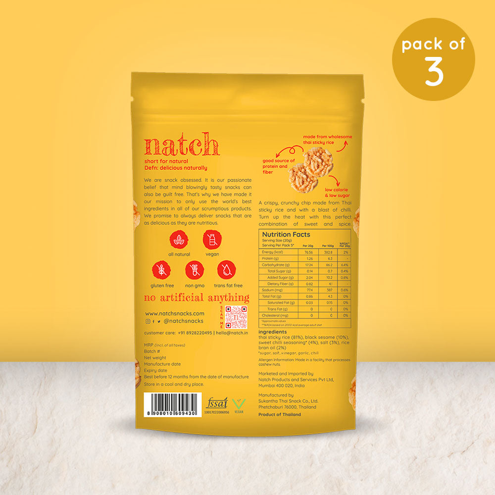 thai rice chips - sweet chilli (large pack of 3 - 100g)