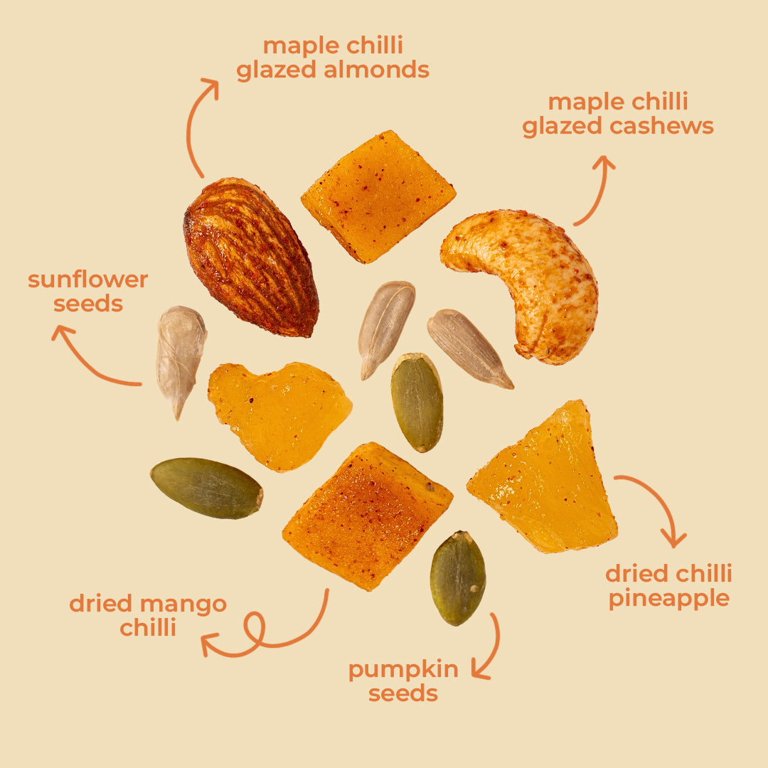 maple chilli glazed nut mix (120g pack)