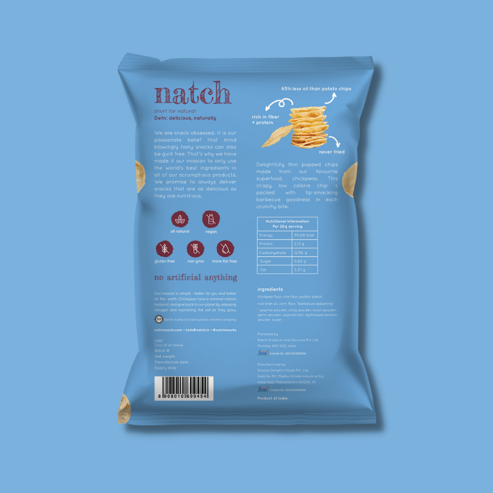 Natch chickpea popped chips - barbecue (55g pack) – natch